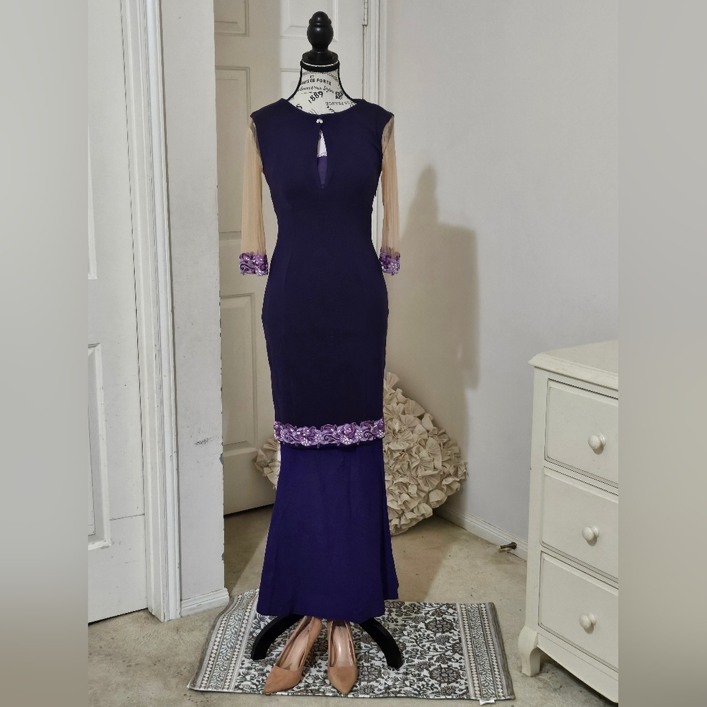 Elegant Dark Purple 2pc Set. Malaysian Traditional Attire